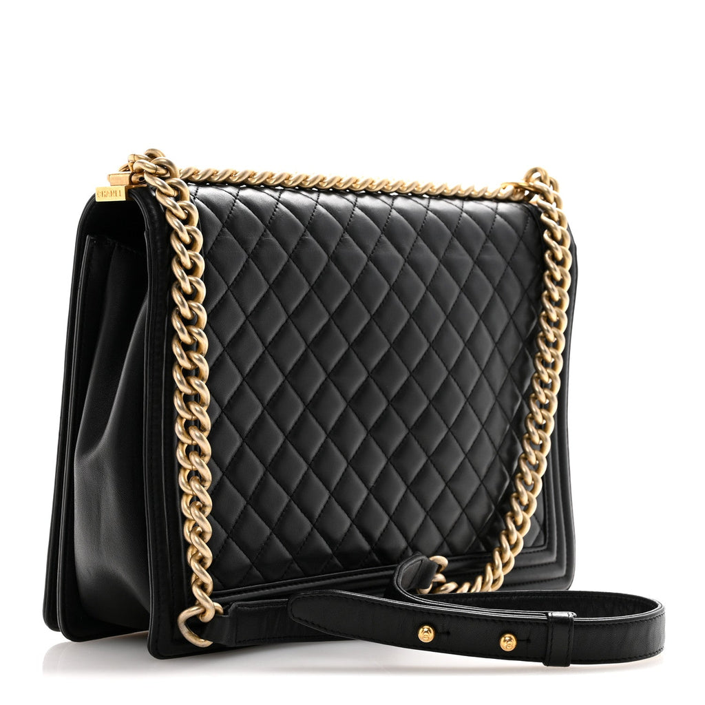 Chanel Lambskin Quilted Large Boy Flap Black