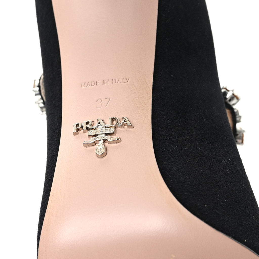 Prada Camoscio Crystal Pumps 37 Black