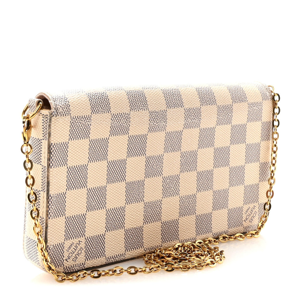 Louis Vuitton Damier Azur Pochette Felicie Chain Wallet Rose Ballerine