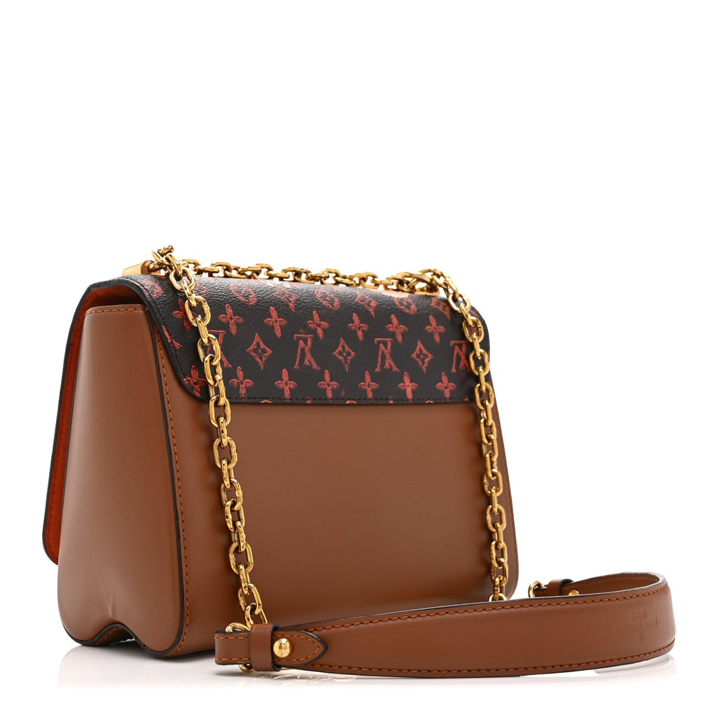 Louis Vuitton Calfskin Catogram Twist Shoulder Bag MM Marron