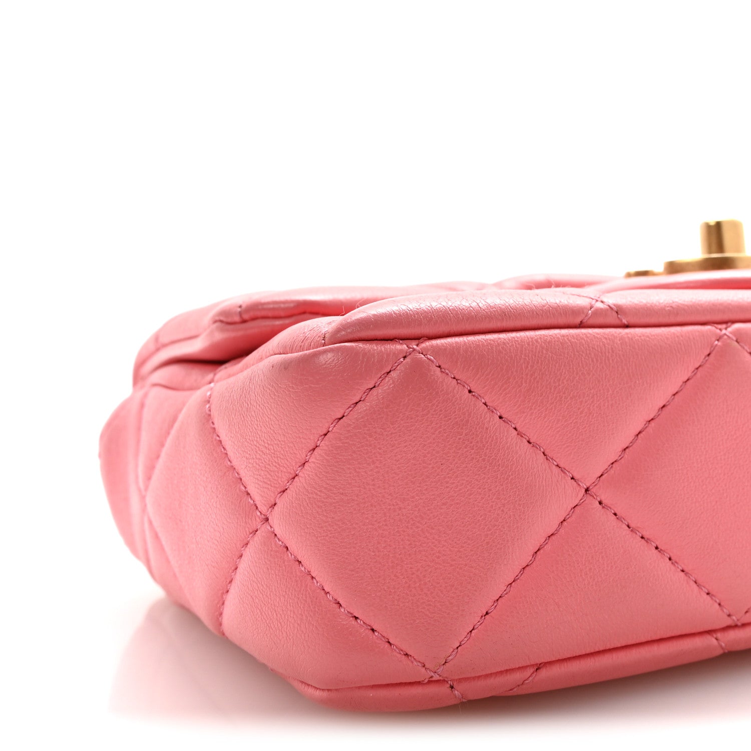 Chanel Lambskin Enamel Quilted Pending CC Mini Square Flap Pink