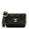 Chanel Lambskin Quilted Enamel Mini Belt Bag Black
