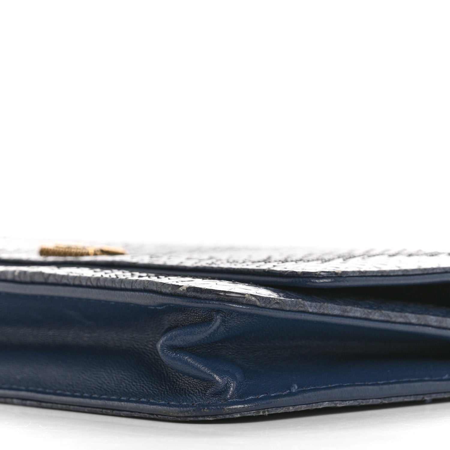 Chanel Snakeskin Wallet On Chain WOC Blue