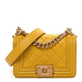 Chanel Caviar Quilted Mini Boy Flap Yellow