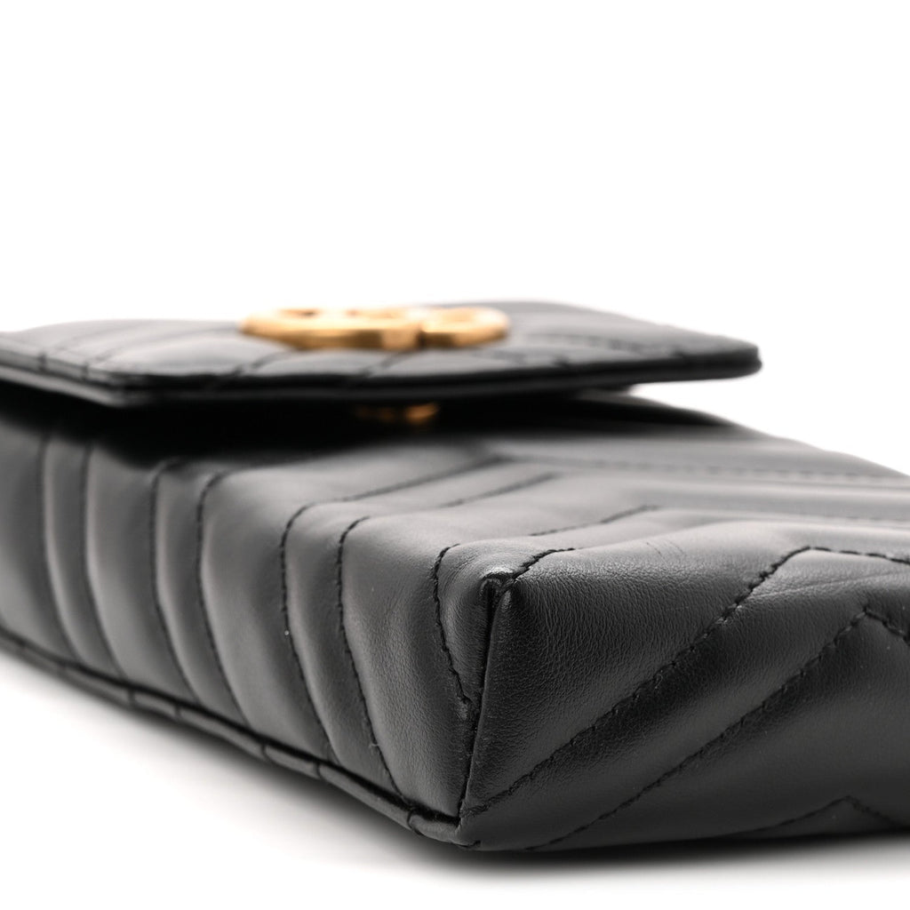 Gucci Calfskin Small GG Marmont Phone Crossbody Bag Black