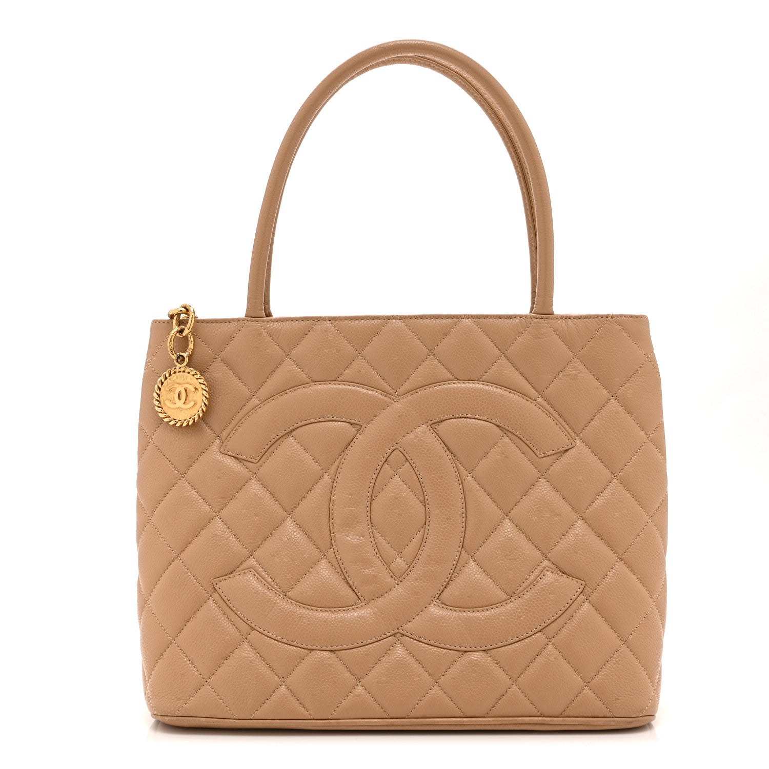 Chanel Caviar Quilted Medallion Tote Beige