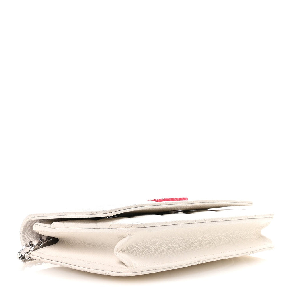 Caviar Quilted Chanel 19 Wallet on Chain WOC White Pink