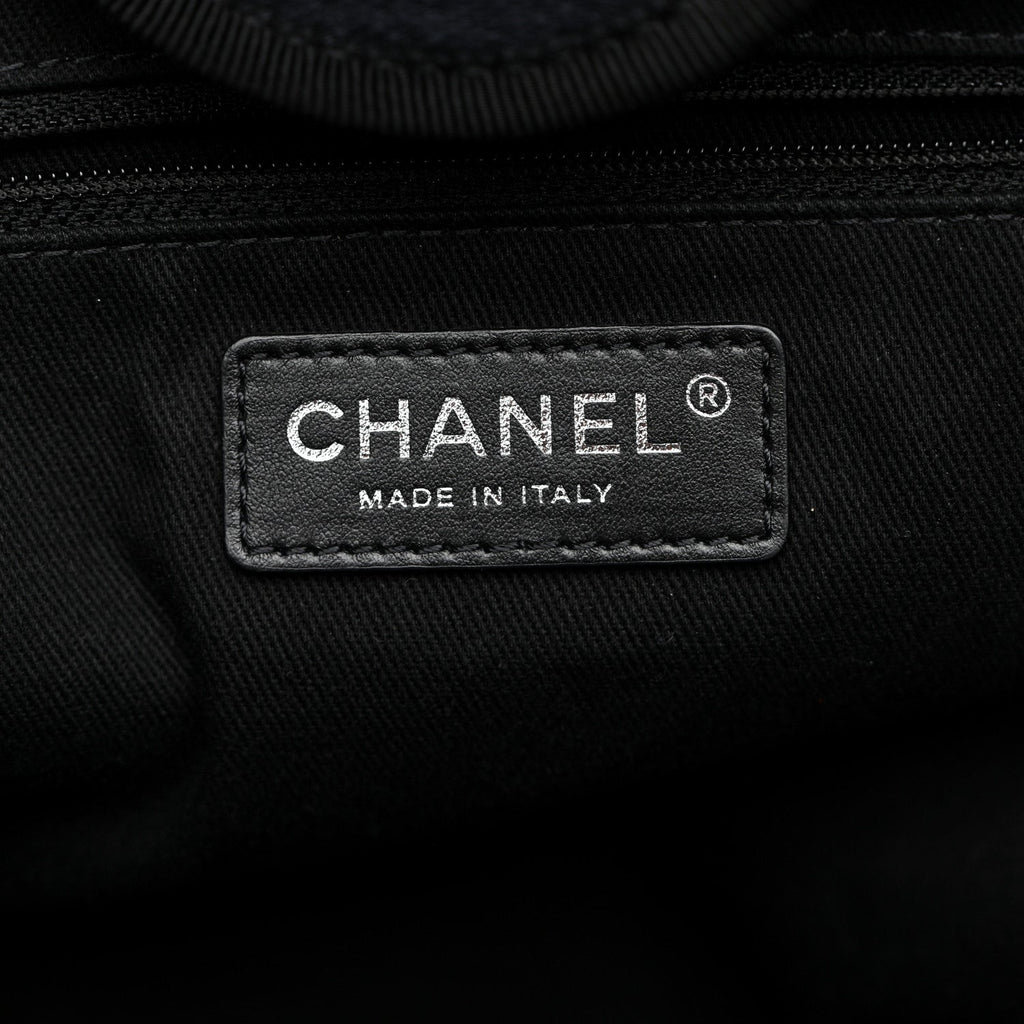 Chanel Mixed Fibers Calfskin Medium Deauville Tote Navy Blue