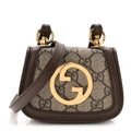 Gucci GG Supreme Monogram Textured Dollar Calfskin Blondie Card Case Wallet with Strap Beige Ebony New Acero