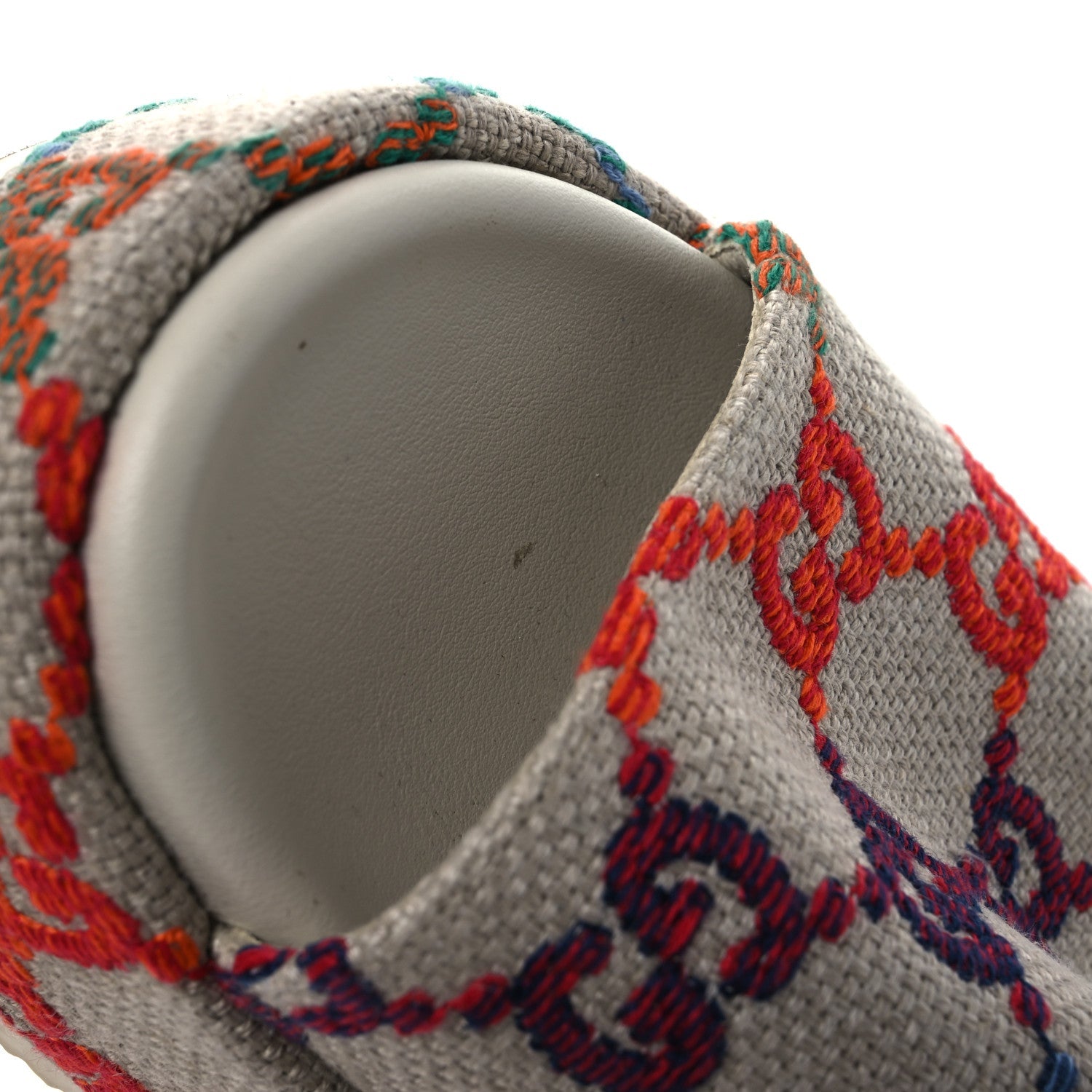 Gucci Linen Psychedelic Mini GG Monogram Angelina Platform 55mm Slide Sandals 36 Multicolor