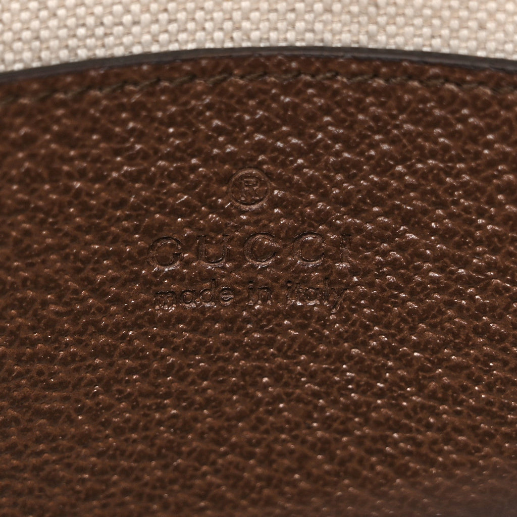 Gucci Monogram Jumbo GG Textured Dollar Calfskin Web Mini Horsebit 1955 Shoulder Bag Camel Ebony New Acero