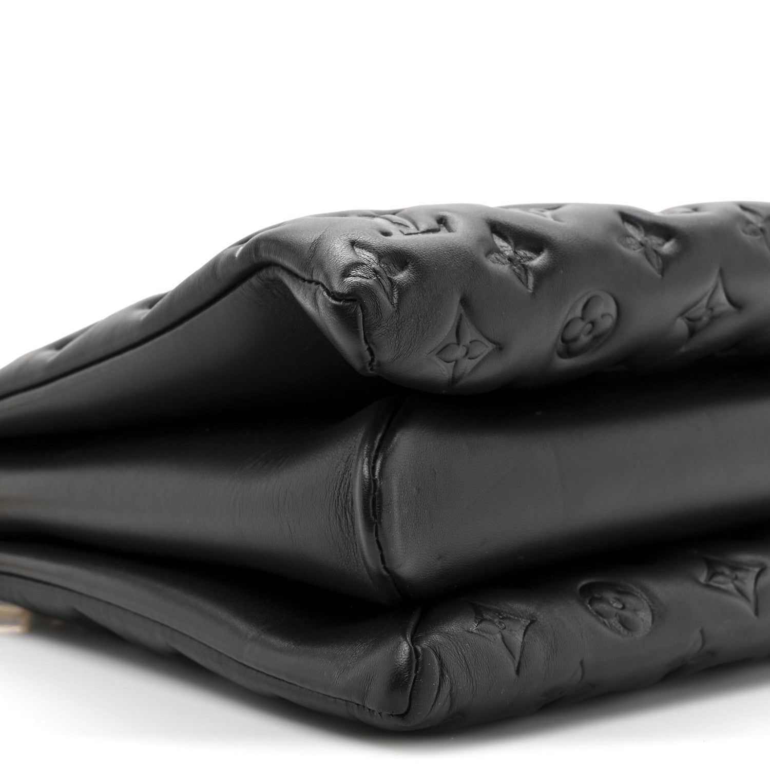 Louis Vuitton Lambskin Embossed Monogram Coussin MM Black