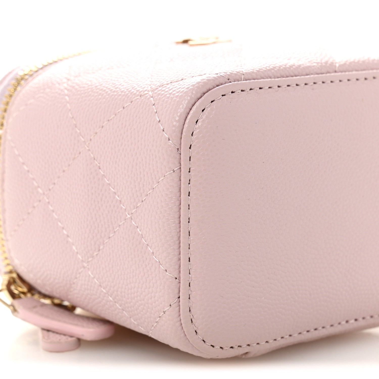 Chanel Caviar Quilted Mini Vanity Case With Chain Light Pink