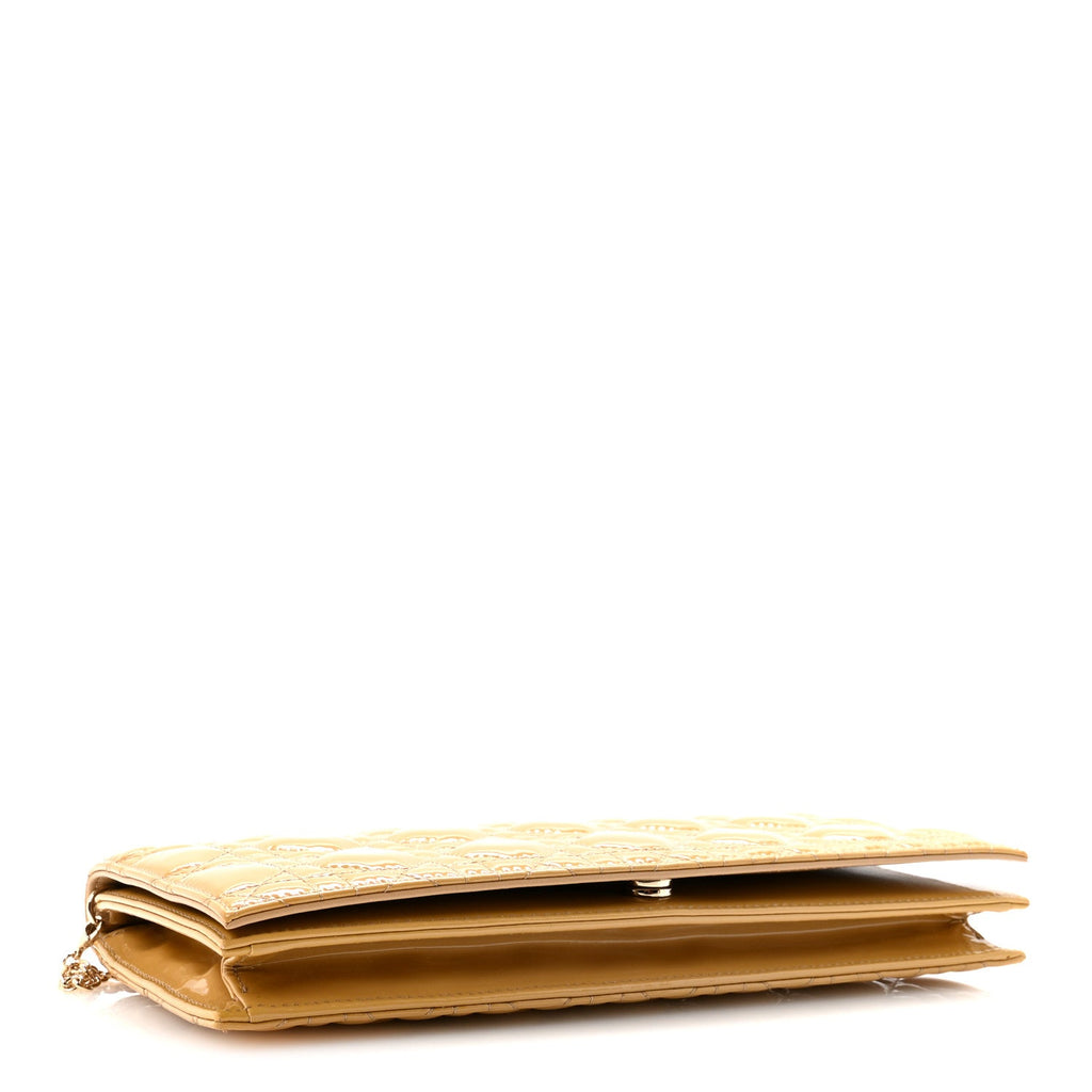 Christian Dior Patent Cannage Lady Dior Convertible Clutch Beige