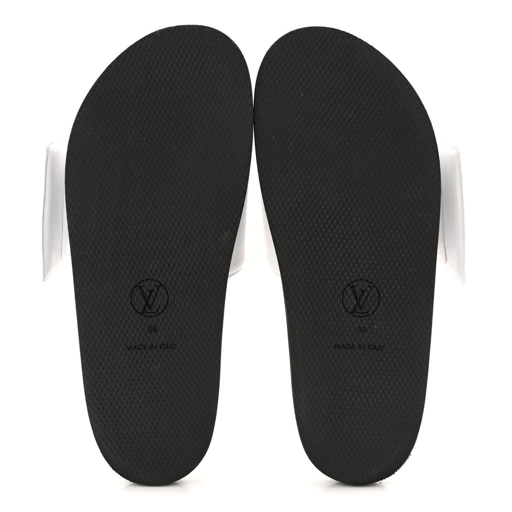 Louis Vuitton Calfskin Sunset Flat Mule Sandals 39 White