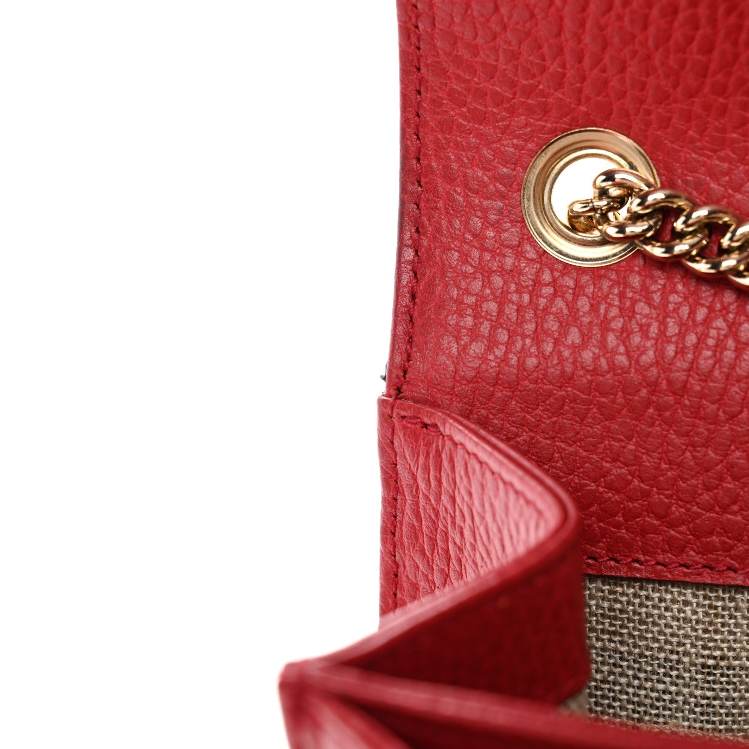 Gucci Dollar Calfskin Small Interlocking G Shoulder Bag Red