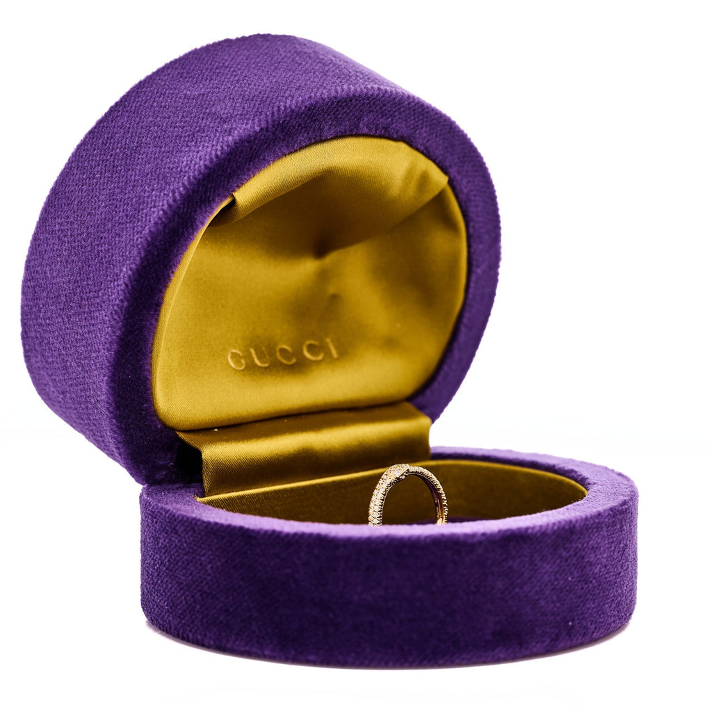 Gucci 18K Yellow Gold Diamond Ouroboros Snake Ring 48 4.5