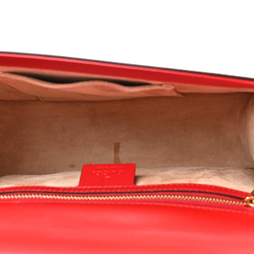 Gucci Calfskin Small Sylvie Shoulder Bag Hibiscus Red