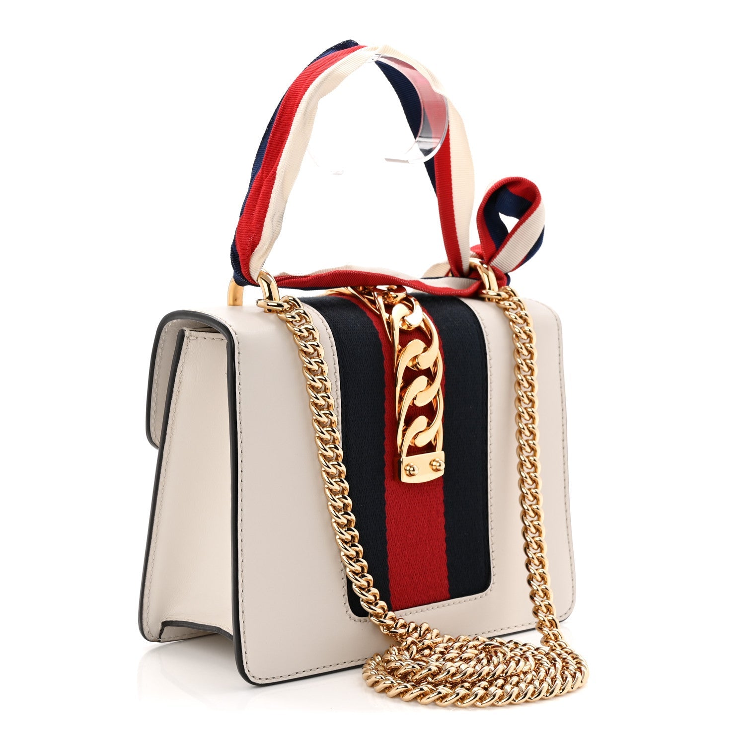 Gucci Calfskin Super Mini Sylvie Chain Shoulder Bag White