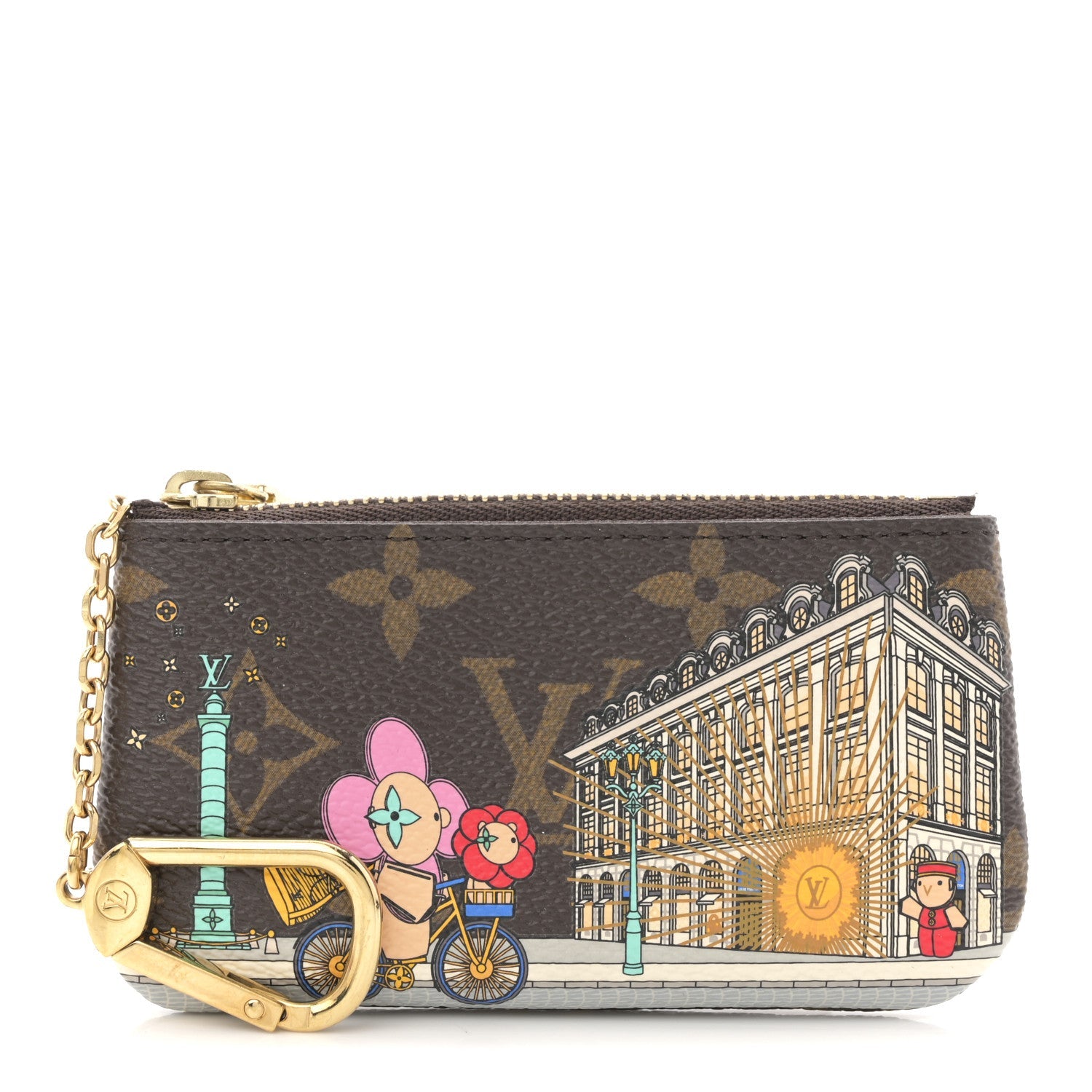 Louis Vuitton Monogram 2022 Christmas Animation Paris Key Pouch Pink