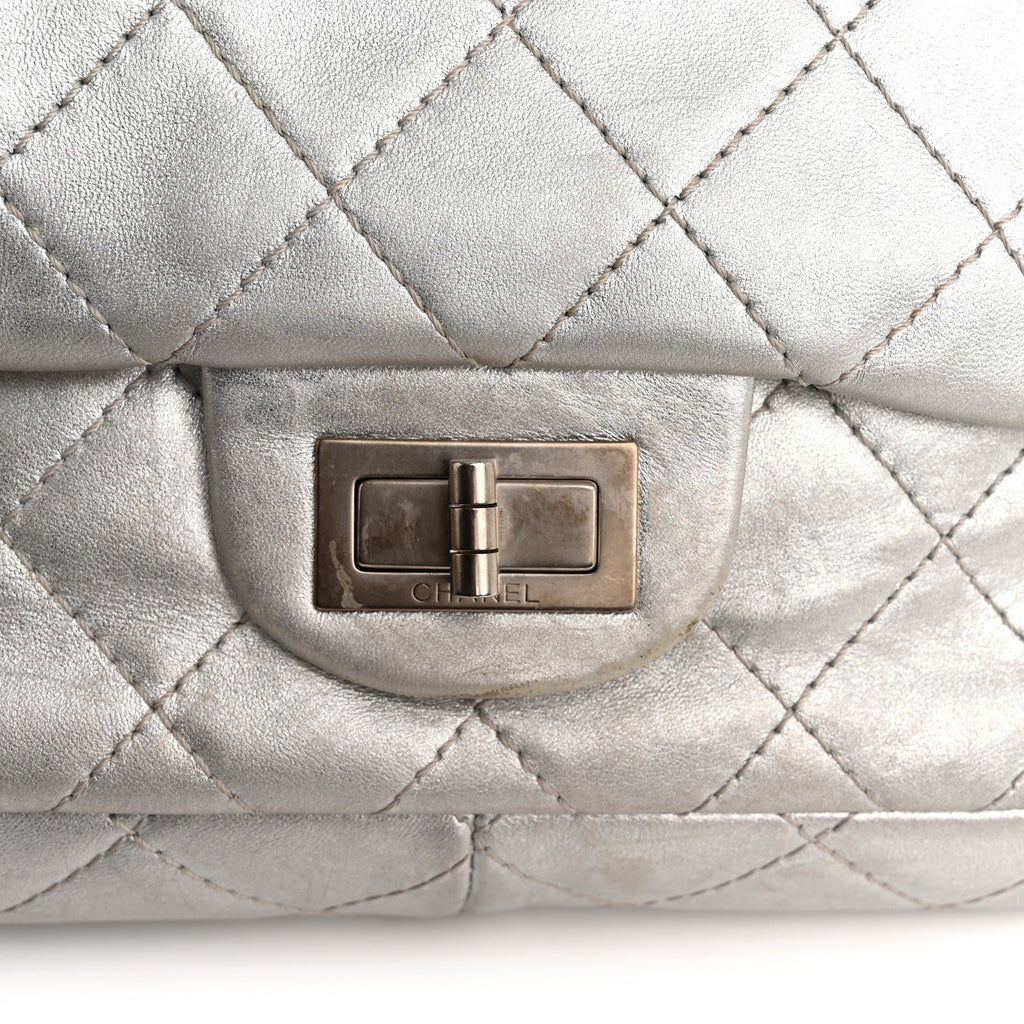 Chanel Metallic Lambskin Quilted 2.55 Reissue 227 Flap Silver