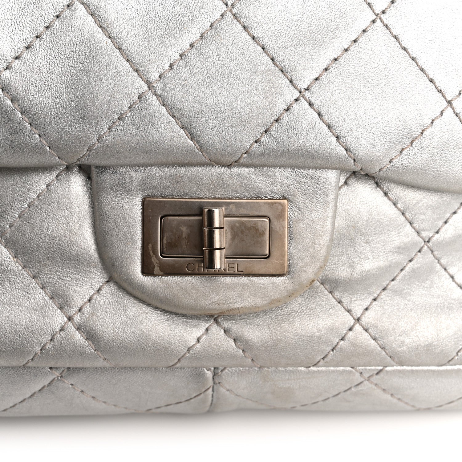 Chanel Metallic Lambskin Quilted 2.55 Reissue 227 Flap Silver