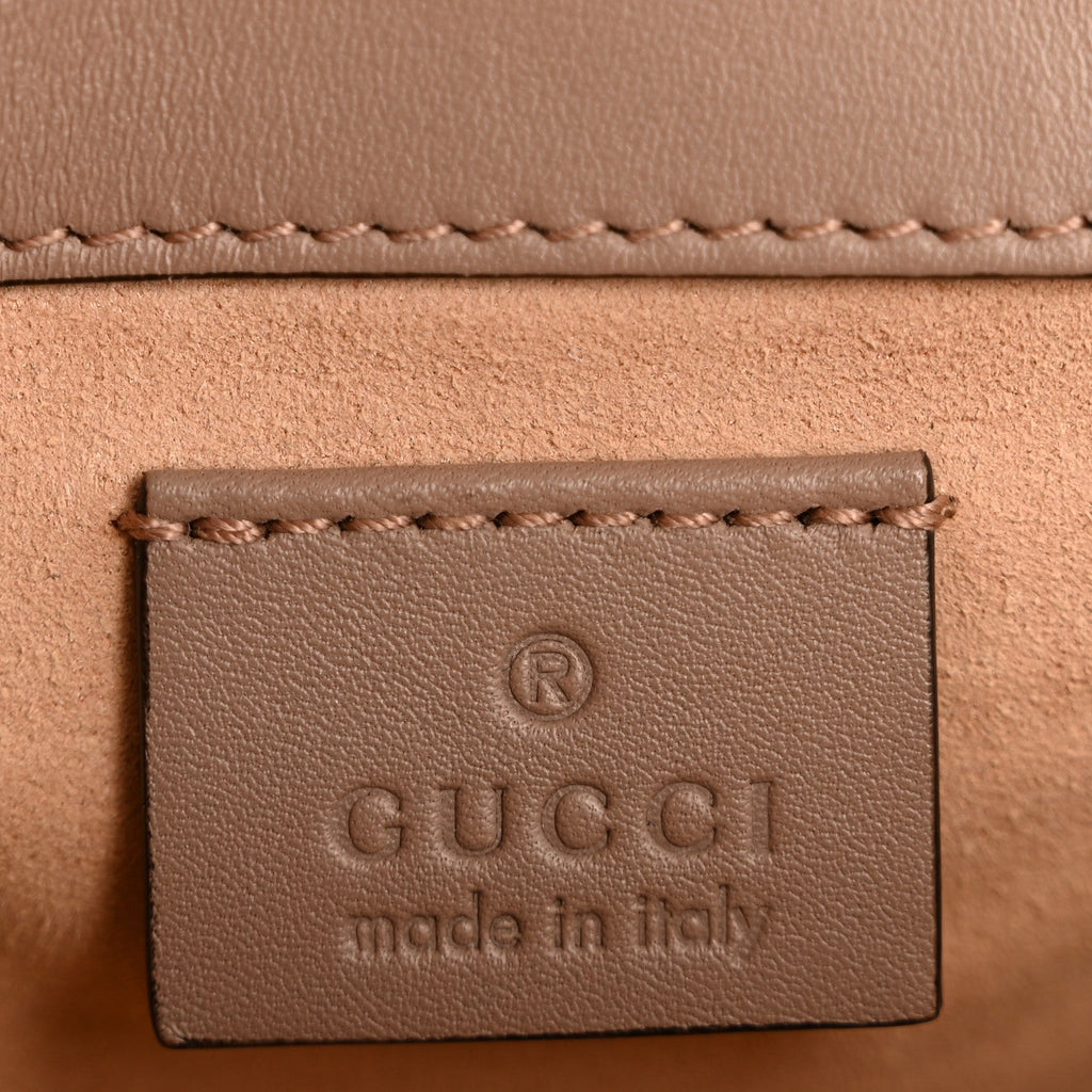 Gucci Calfskin Matelasse Super Mini GG Marmont Shoulder Bag Porcelain Rose