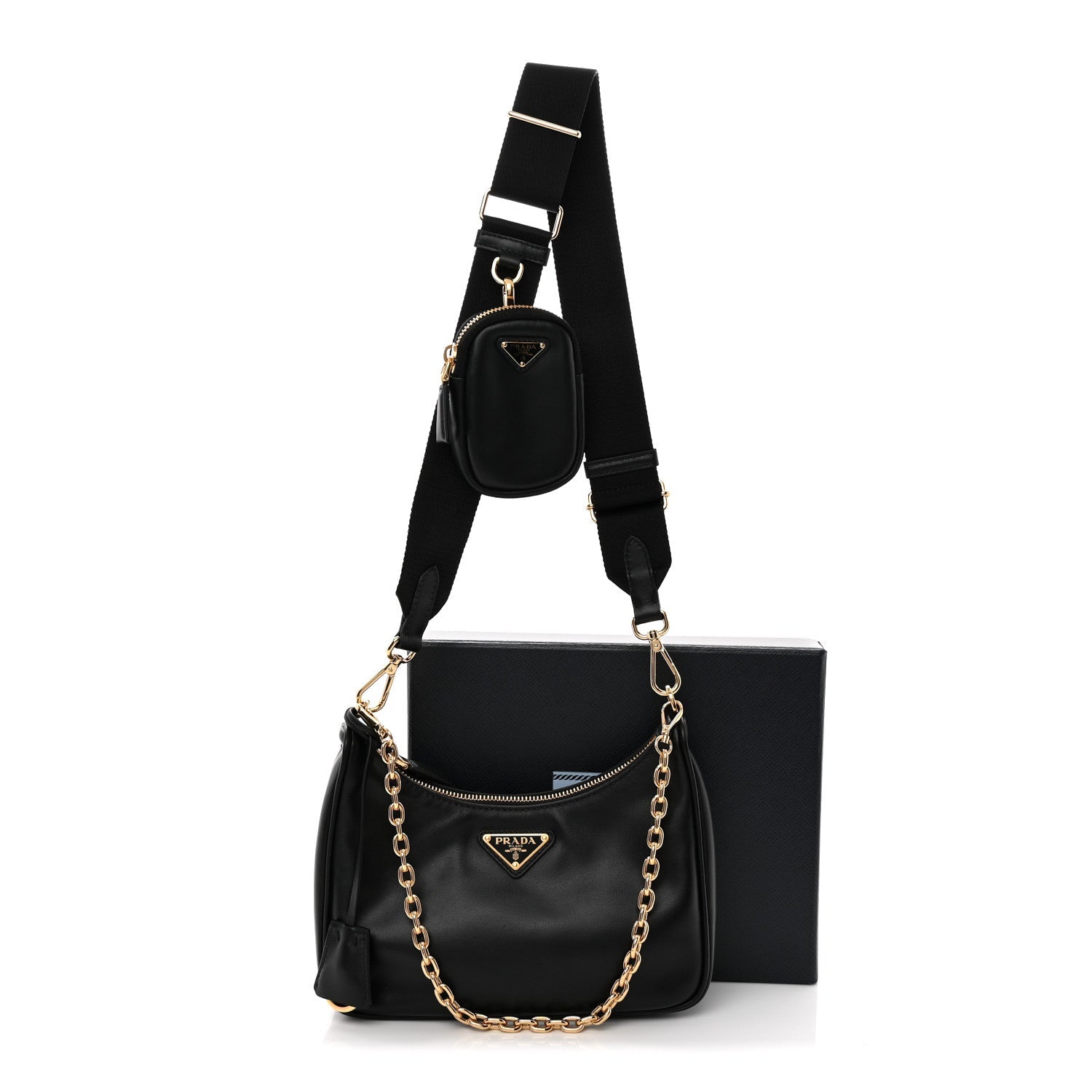 Prada Vitello Re-Edition 2005 Shoulder Bag Black