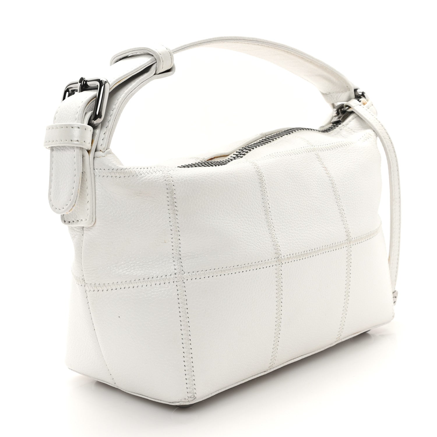 Chanel Caviar Square Stitched Bag White