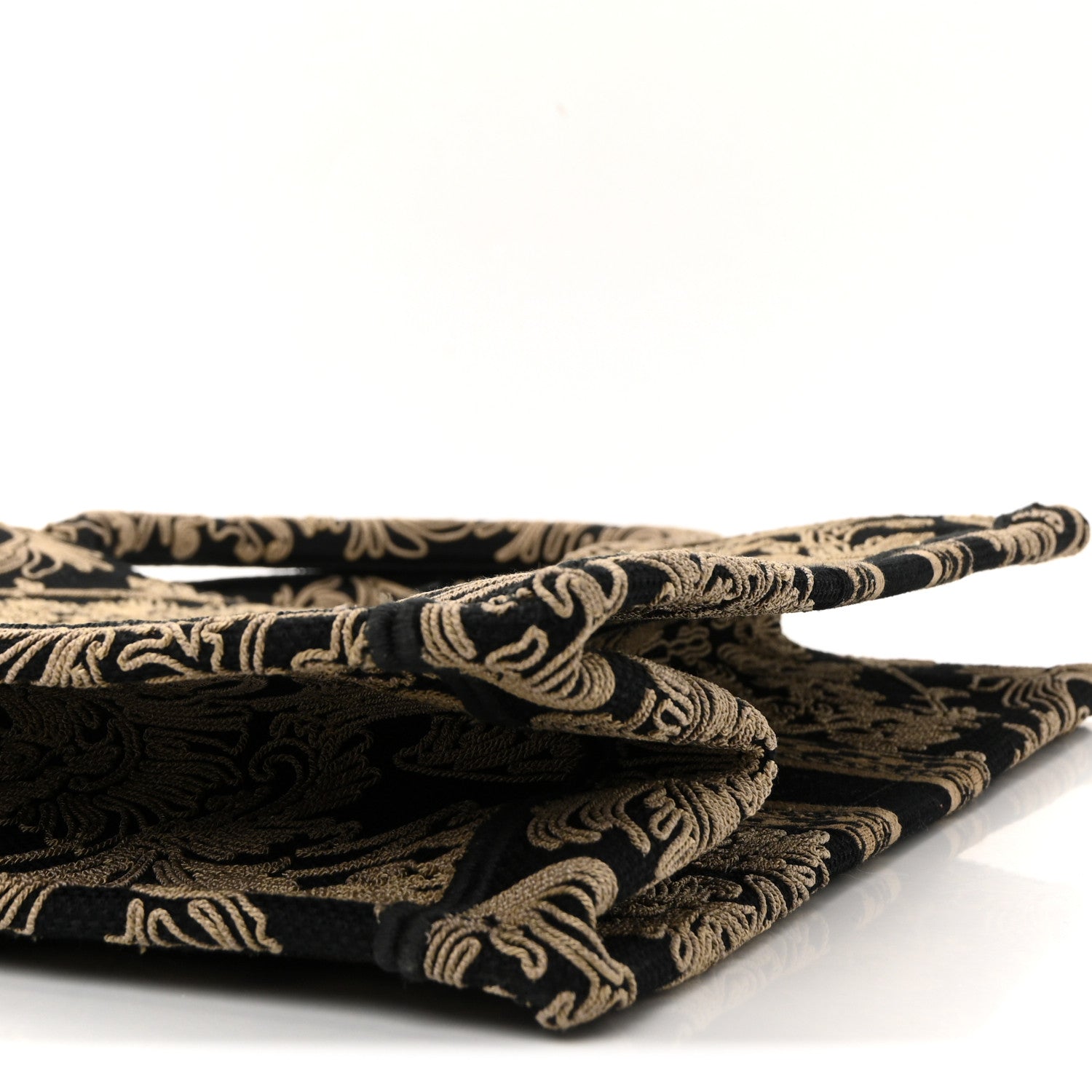 Christian Dior Canvas Embroidered Large Ornamental Cornely Effect Book Tote Black Beige