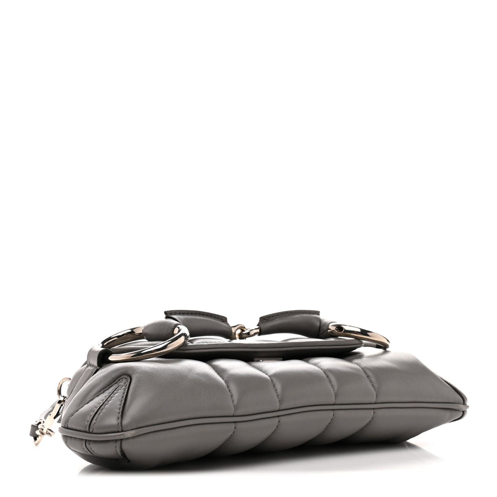 Gucci Nappa Vertical Matelasse Small Maxi Horsebit Chain Shoulder Bag Gray