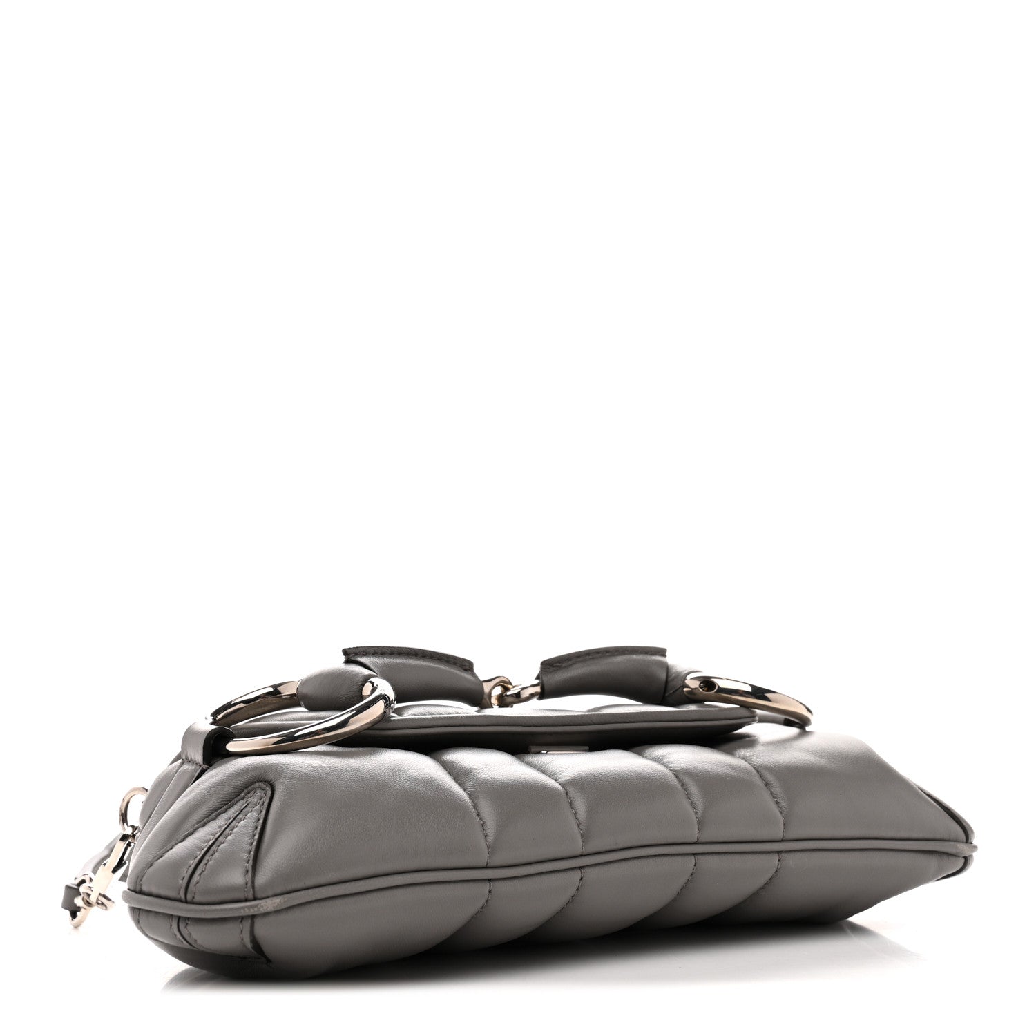 Gucci Nappa Vertical Matelasse Small Maxi Horsebit Chain Shoulder Bag Gray