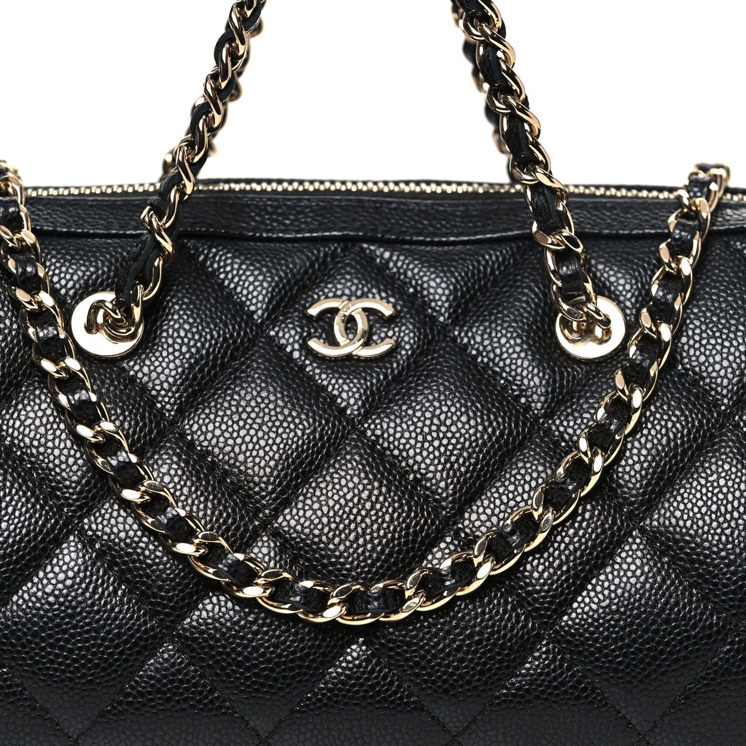 Chanel Caviar Quilted Barrel Clutch With Chain Black