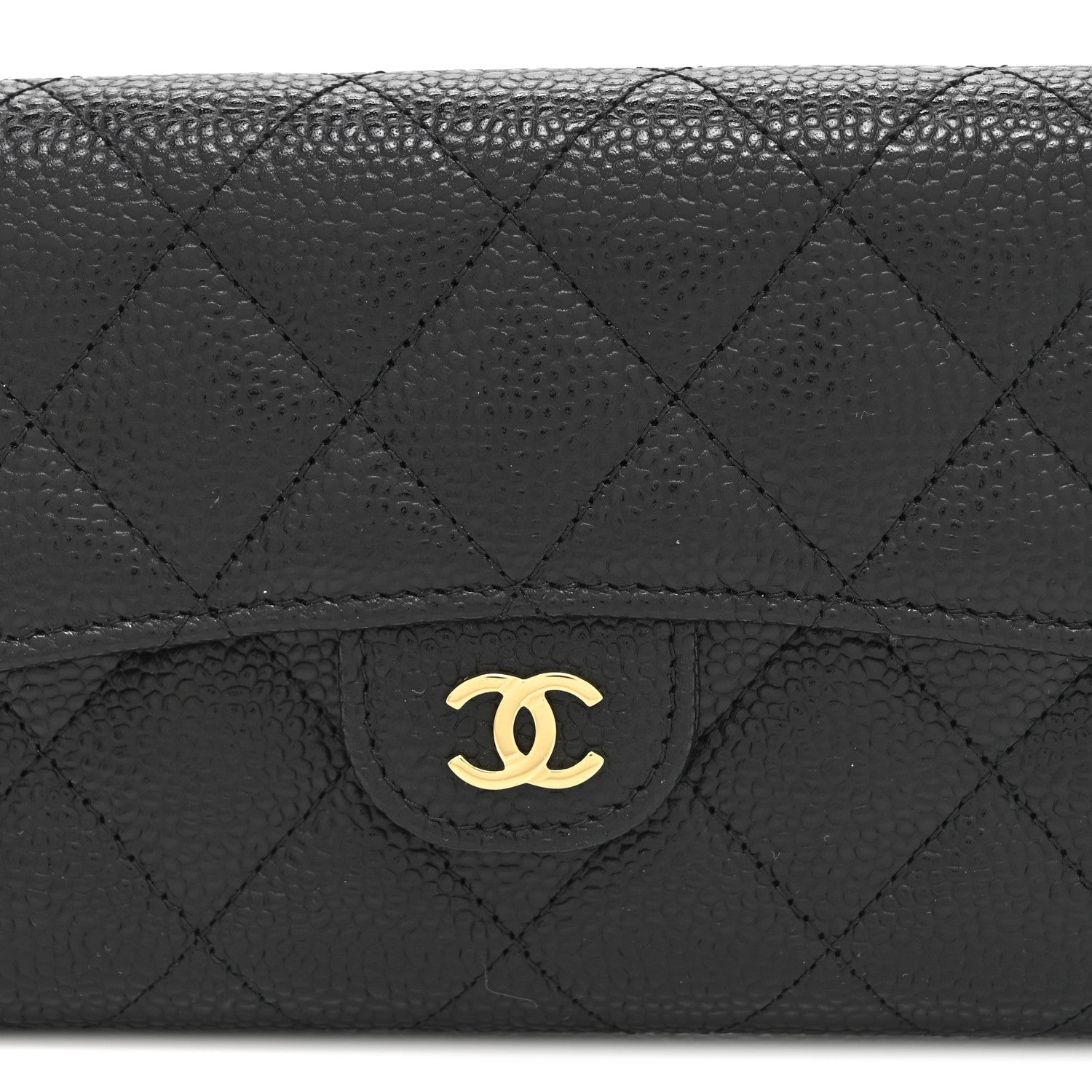 Caviar Quilted Medium Flap Wallet Black