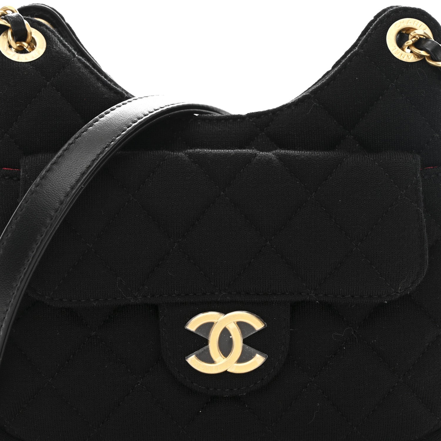 Chanel Jersey Quilted Small Wavy CC Hobo Black