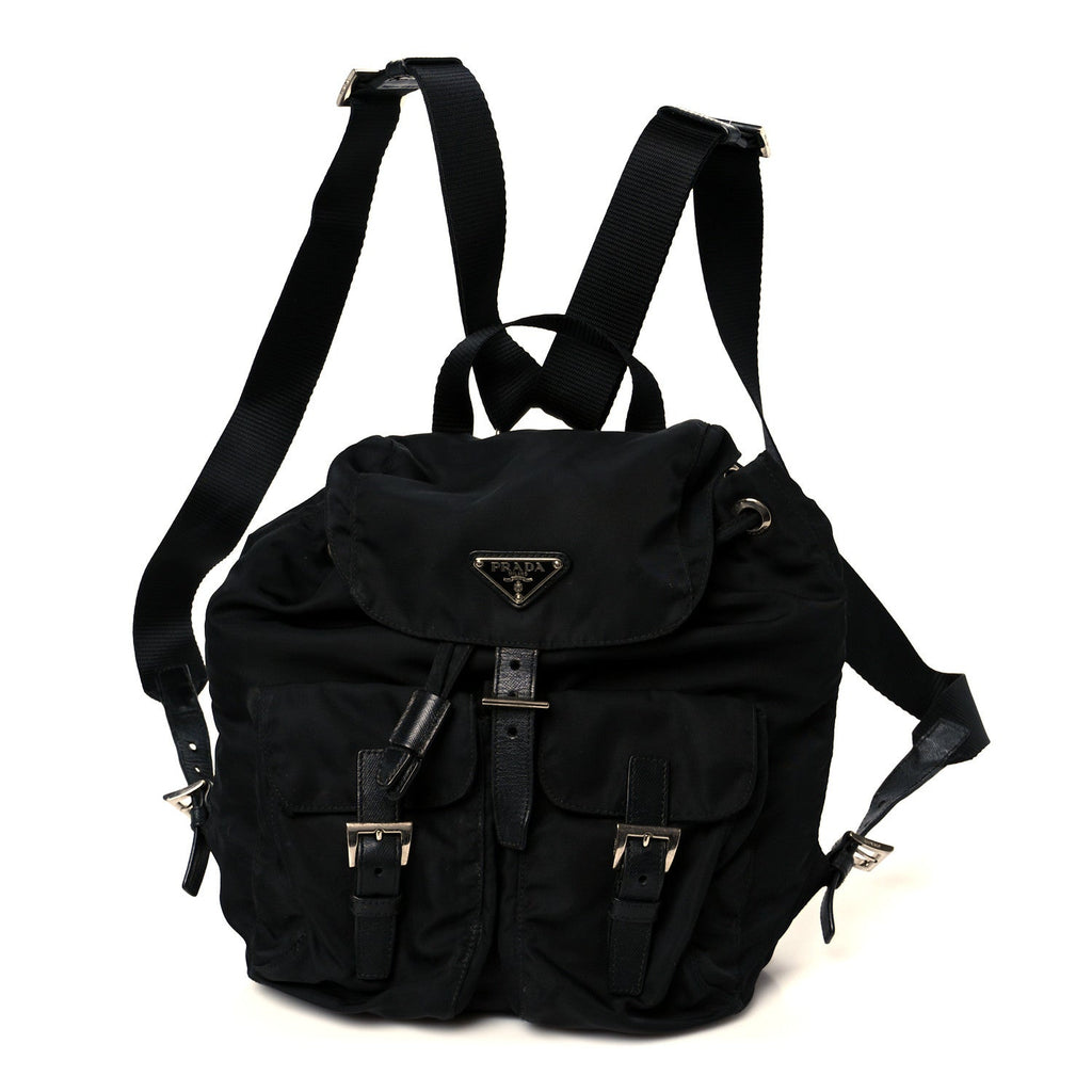 Prada Tessuto Nylon Saffiano Small Backpack Black