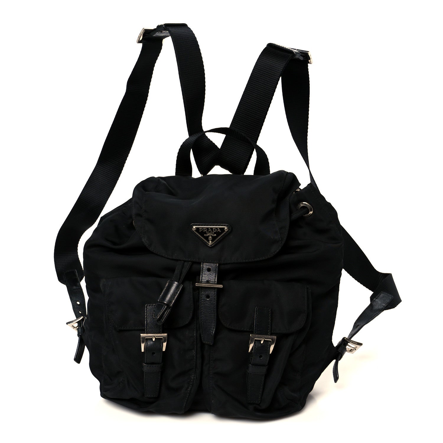 Prada Tessuto Nylon Saffiano Small Backpack Black