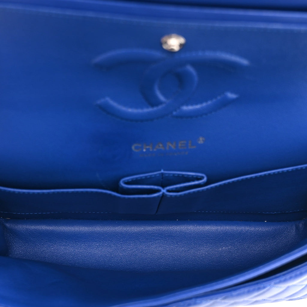 Chanel Lambskin Quilted Medium Double Flap Blue