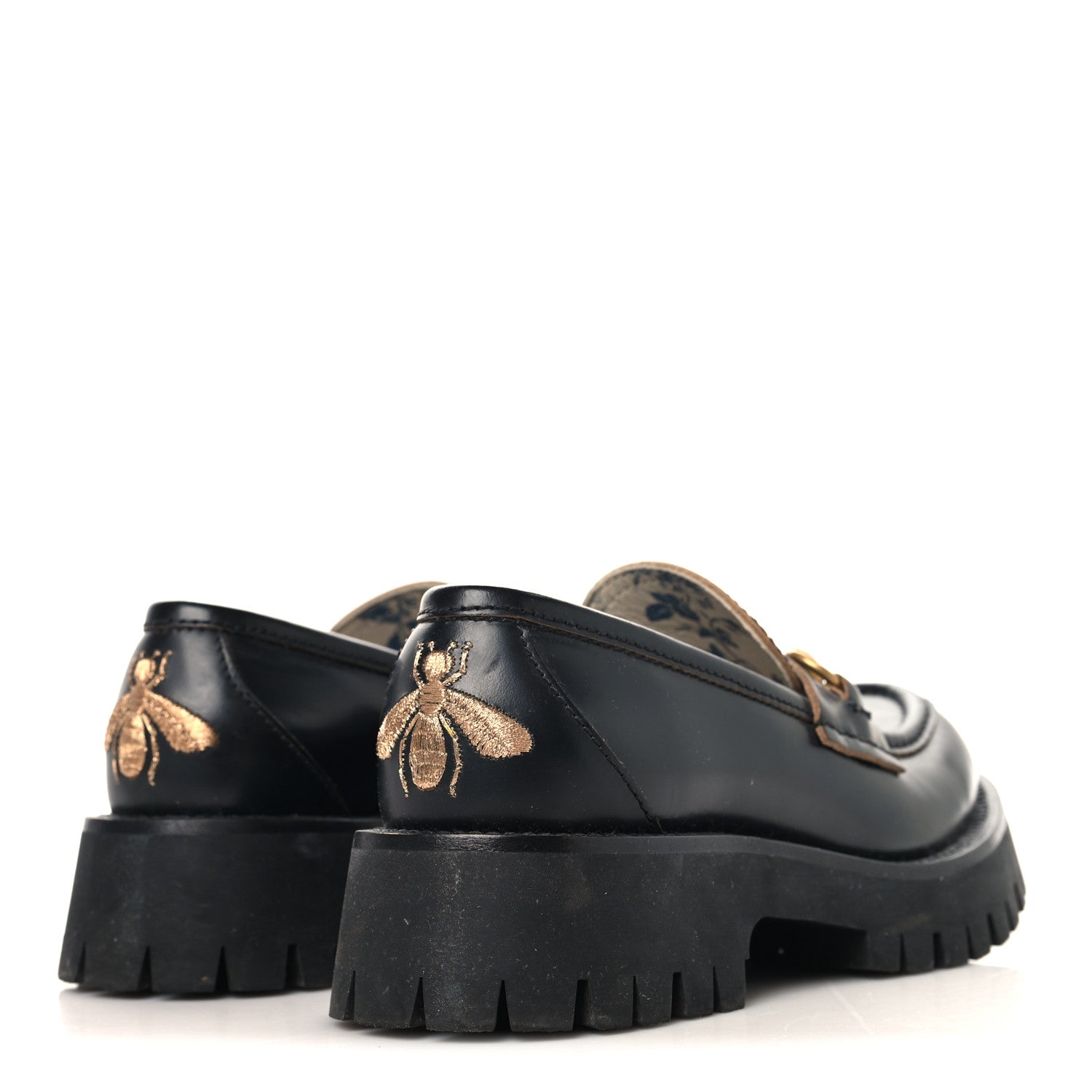 Gucci Cordovan Lux Womens Harald Horsebit 25mm Platform Loafers 35 Black