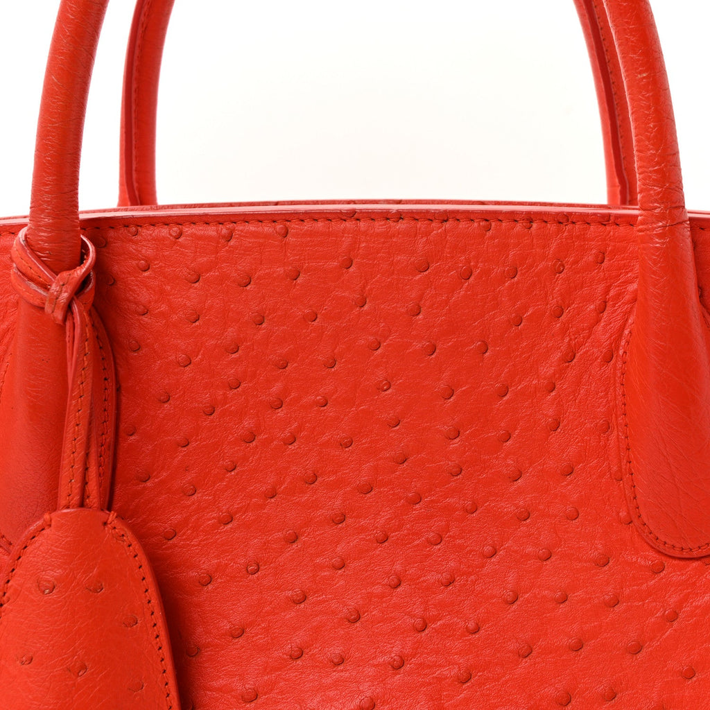 Christian Dior Ostrich Large Open Bar Tote Orange