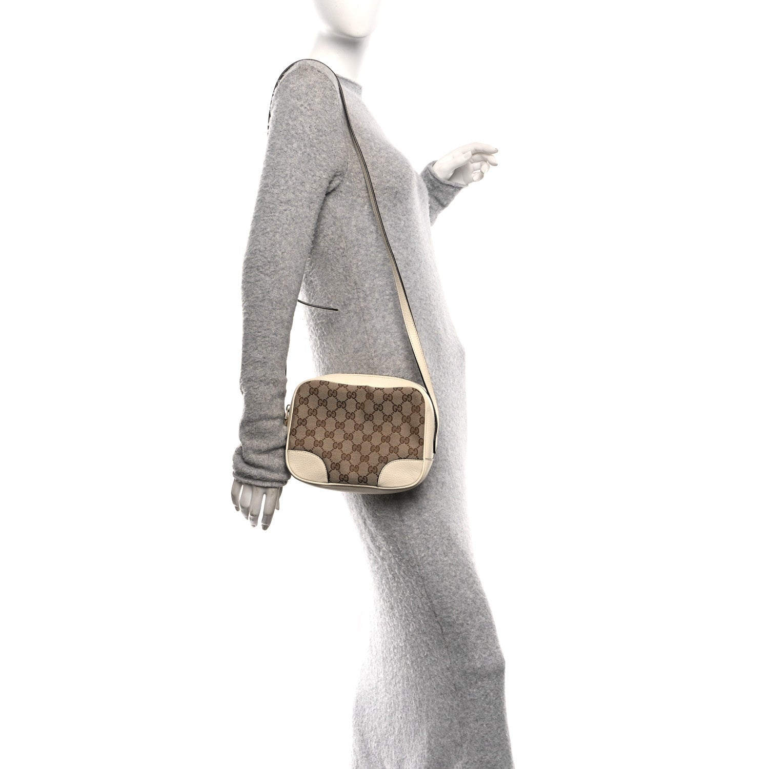 Gucci Monogram Dollar Calfskin Mini Bree Messenger Bag Beige Ebony Avoire