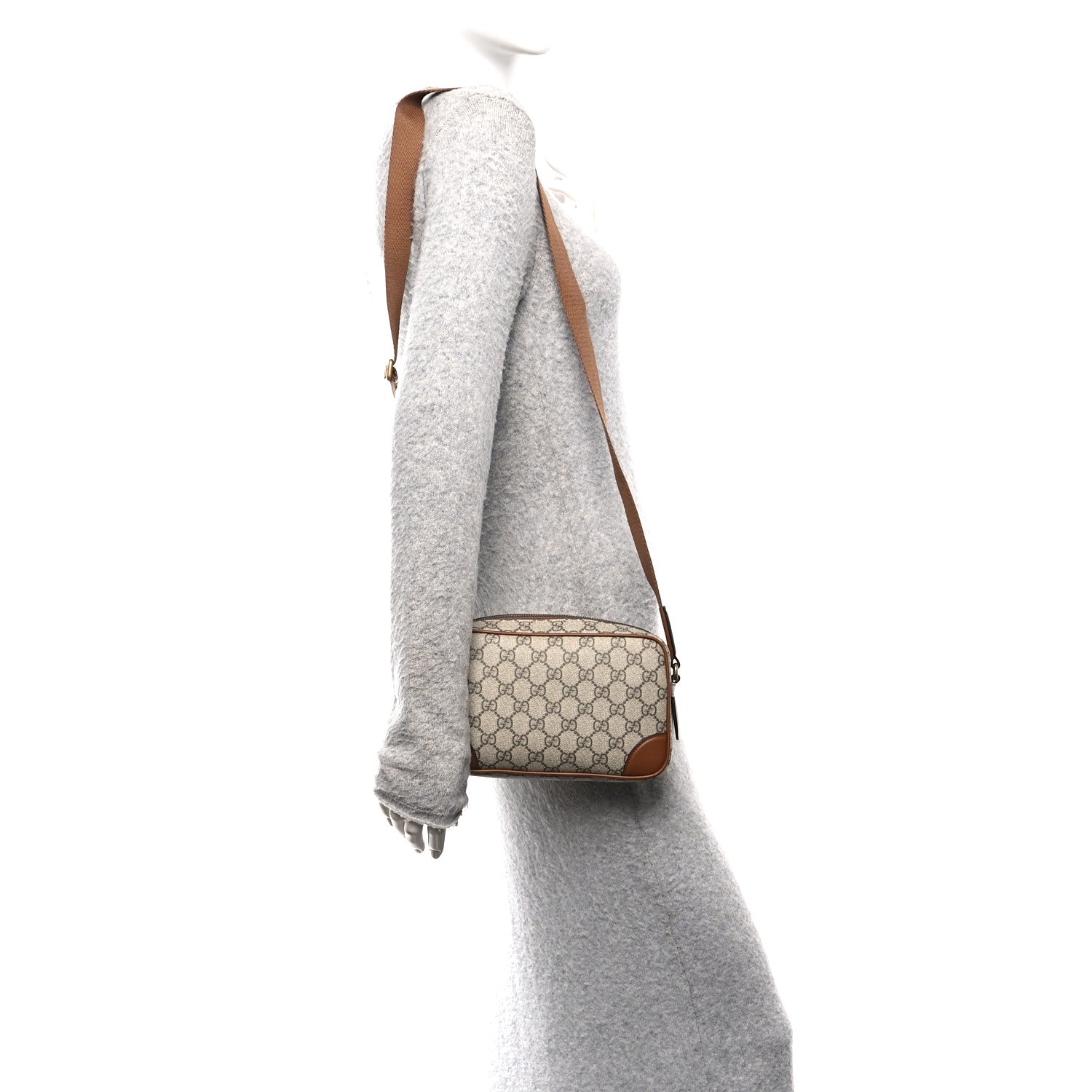 Gucci GG Supreme Monogram Mini Camera Bag Beige Ebony Old Sundial