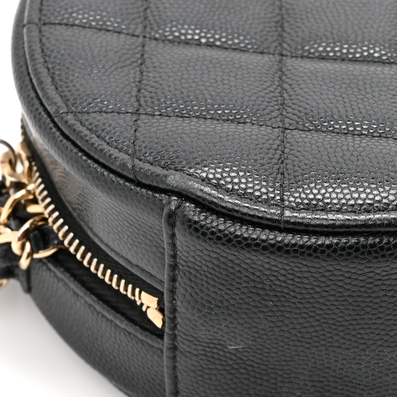 Chanel Caviar Quilted Round Clutch With Chain Black