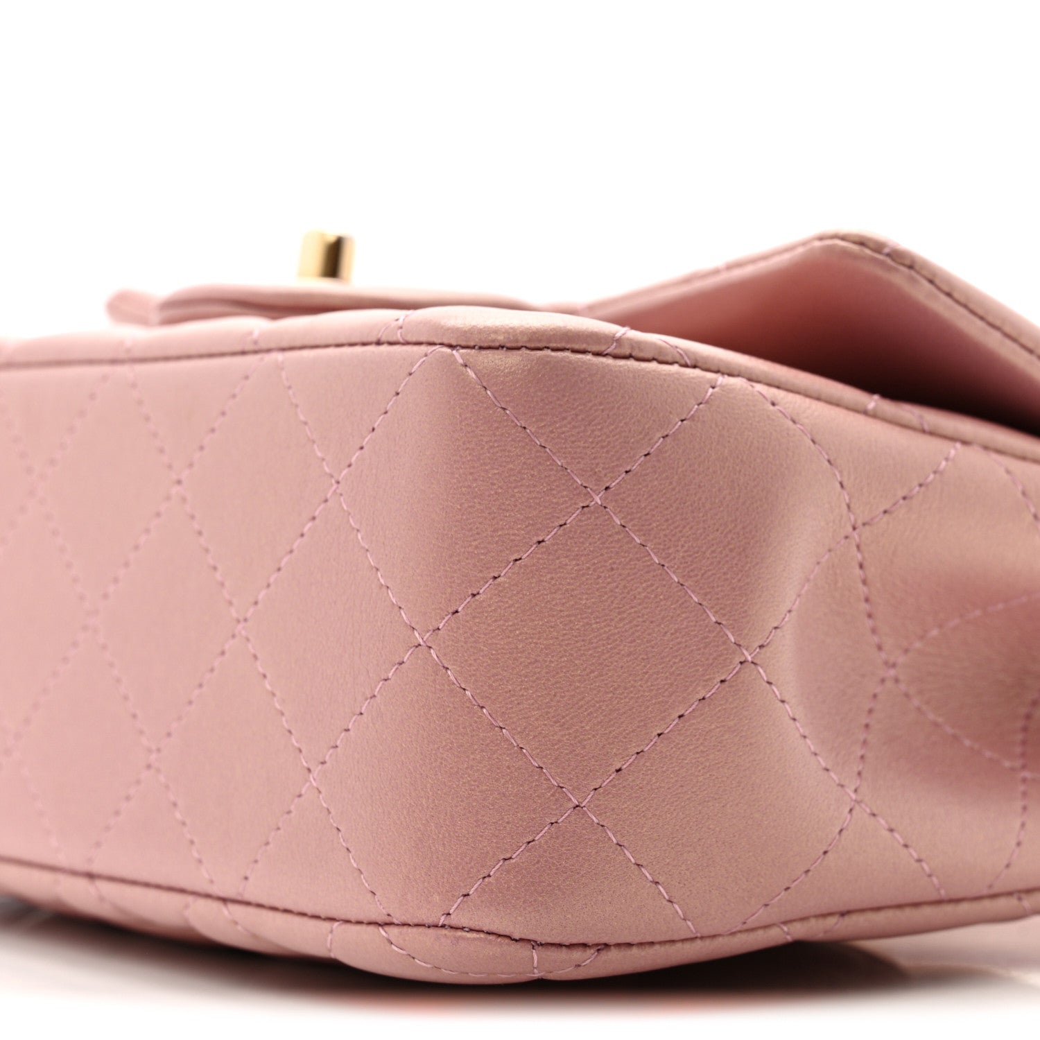 Chanel Iridescent Lambskin Quilted Mini Top Handle Rectangular Flap Pink