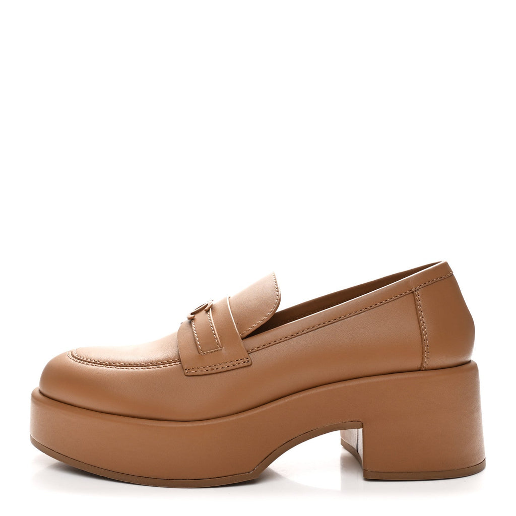 Calfskin CC Platform Loafers 41 Beige