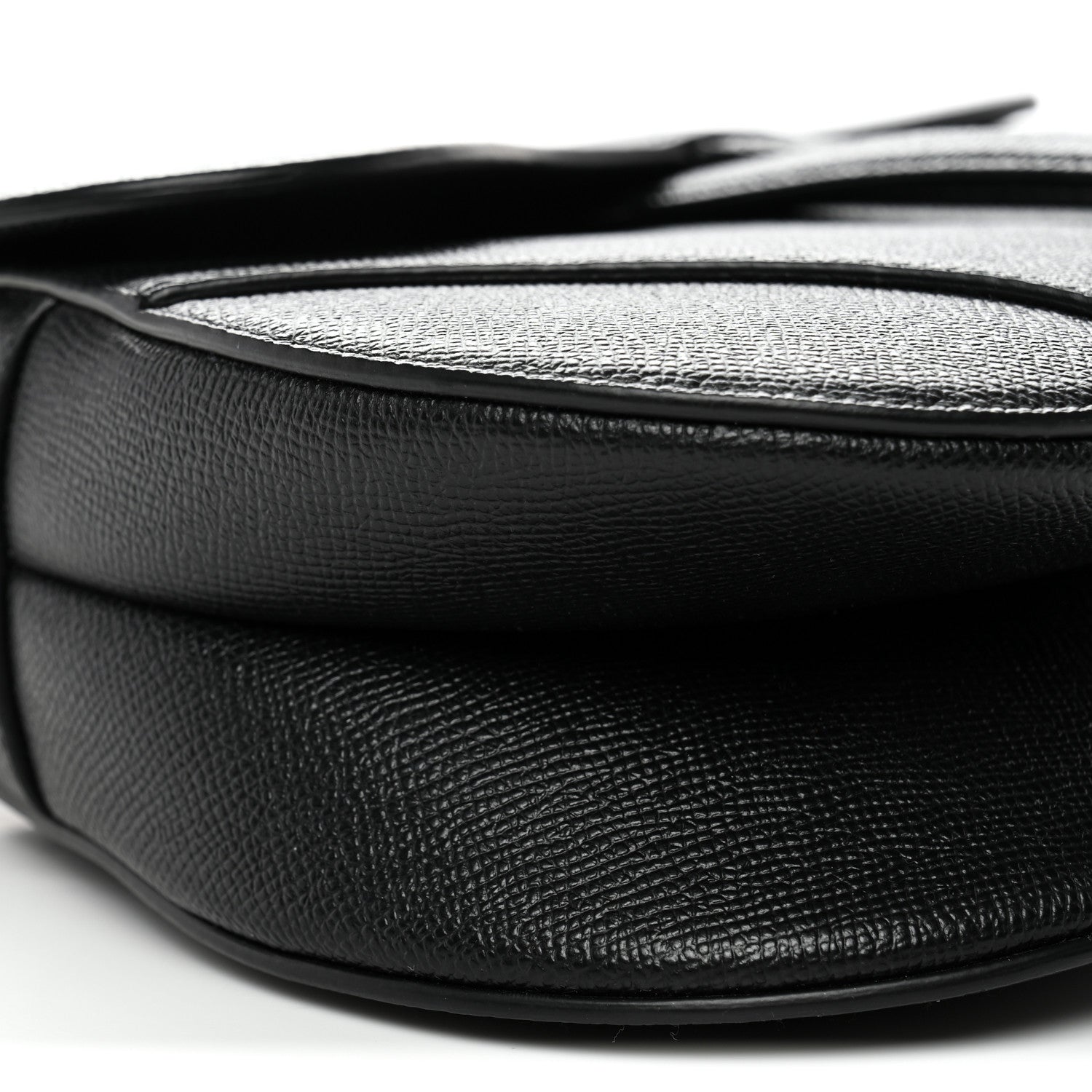 Christian Dior Grained Calfskin Saddle Bag With Strap Black