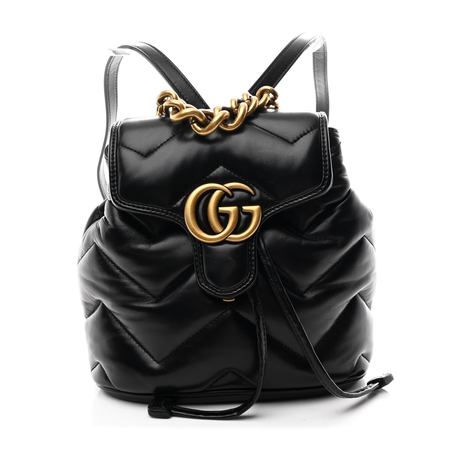 Gucci Nappa Chevron Matelasse GG Marmont Backpack Black