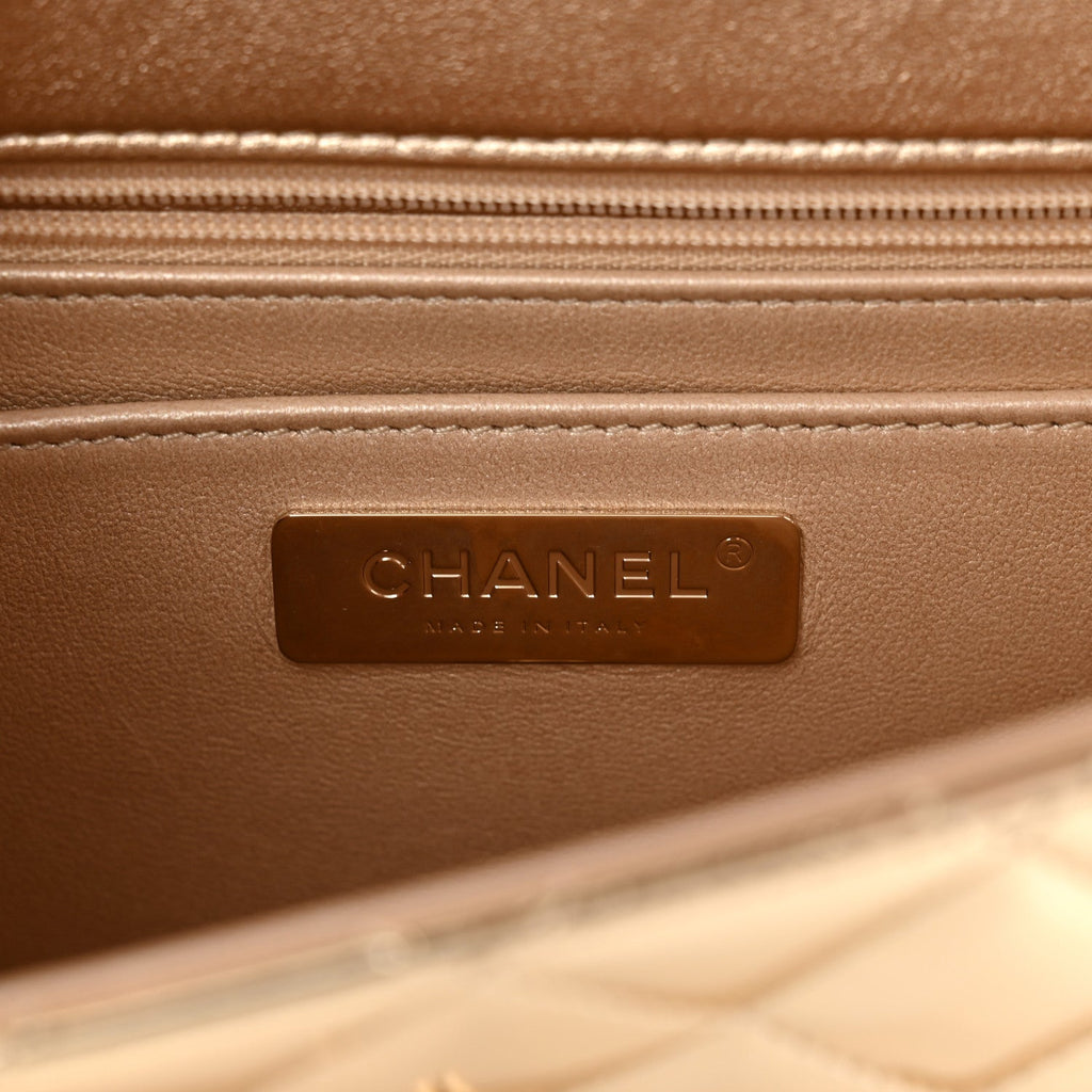 Chanel Mirror Calfskin Metallic Calfskin Quilted Hollywood Boulevard Backpack With Coin Purse Gold