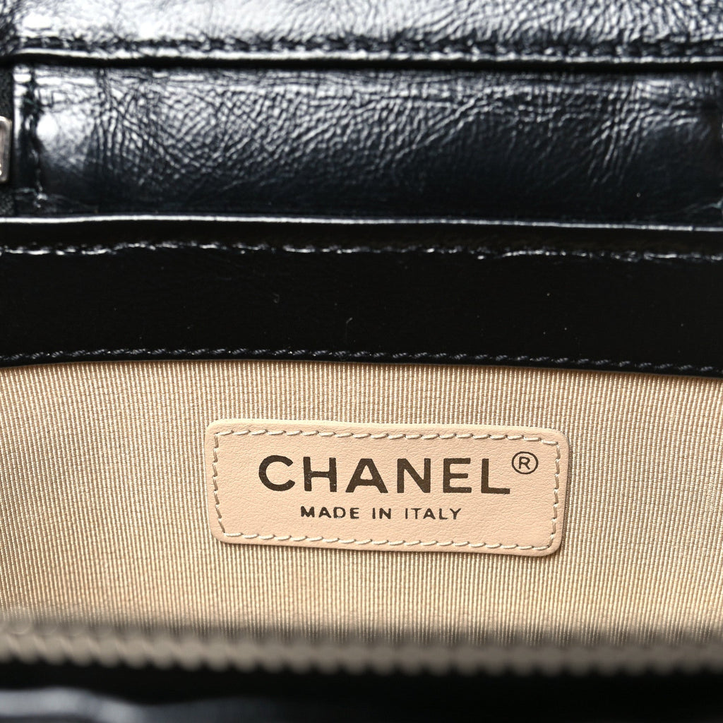Chanel Calfskin Raffia Small Vanity Case Bag Black Beige