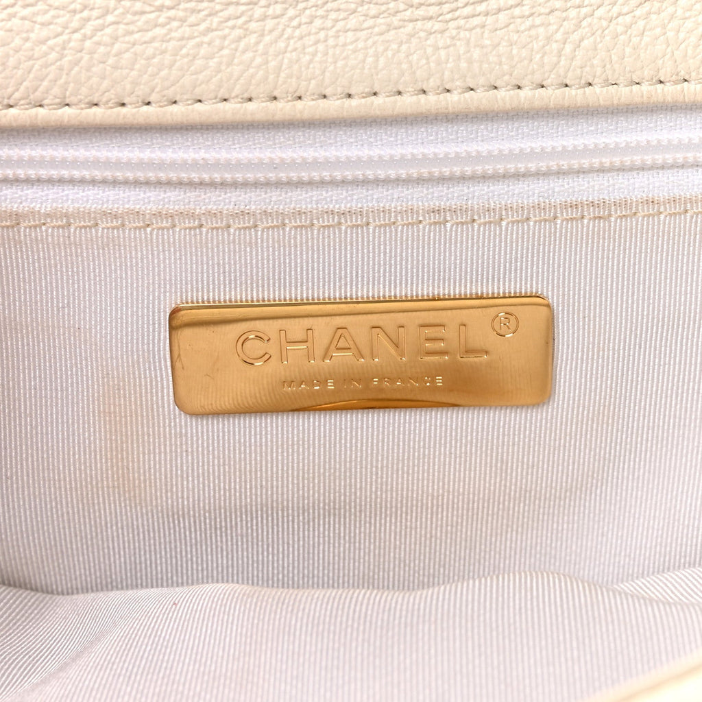 Chanel Calfskin Crochet Medium Chanel 19 Flap White Black